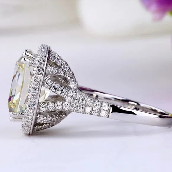 *NEW Platinum Cushion Halo Dome Engagement Ring